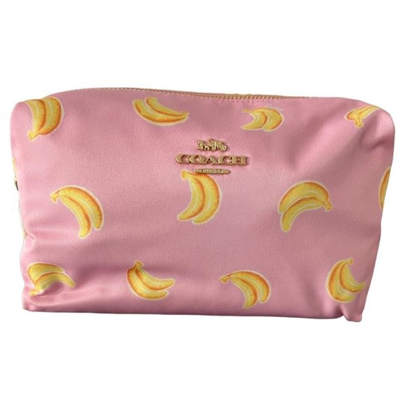 Coach Handbags - 🍌 COACH 🍌 Large Boxy Cosmetic
Case - Pink with Banana Print